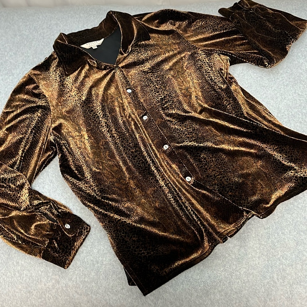 Vintage Velvet Button Front Top Womens 2X Snake Grunge Whimsigoth Moody Indie